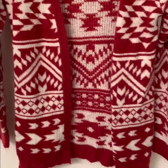 Charlotte Russe Red and White Open Front Cardigan - size Small - Picture 5 of 6